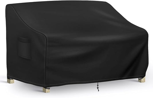 Richwon Patio Loveseat Cover Waterproof, 2-Seater Outdoor loveseat Cover, Patio Furniture Covers with Air Vent and Handles, 60W x 34D x 30H Inches, Black