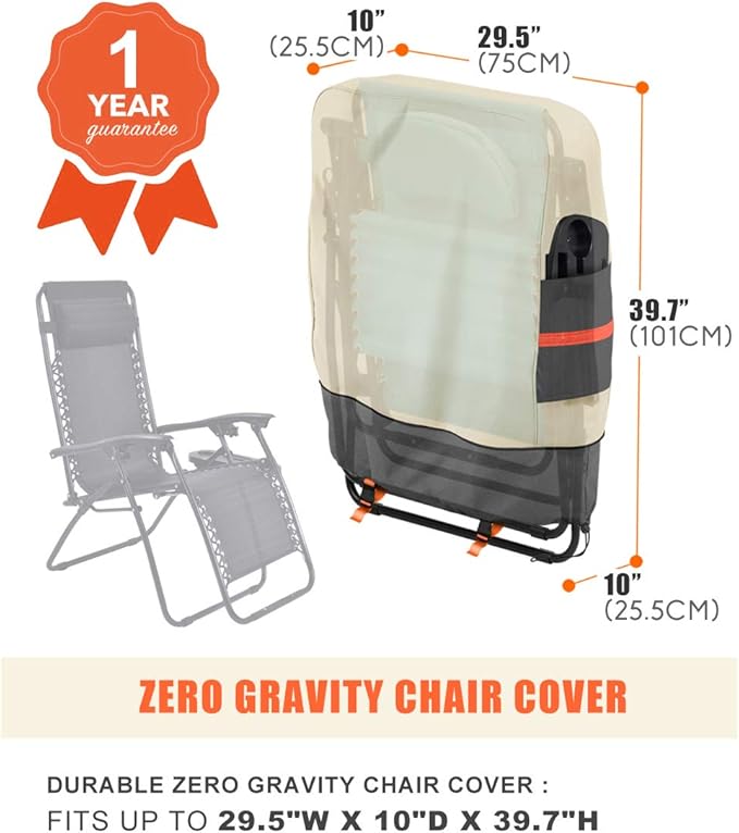 SOKINGCOVER Zero Gravity Chair Covers - Outdoor Folding Chair Cover, Waterproof Folding Recliner Chair Cover Folding Lawn Chair Cover Outdoor Folding Chair Covers Waterproof and UV Resistan (1PC)