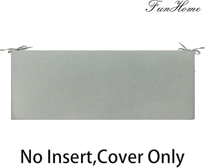 FUNHOME Outdoor Bench Cushion Cover 54 x18 x 3 inch,Water Resistant Cover with Zipper&Ties,Fade-Resistant Slipcover,Patio Porch Swing Cushion Cover Replacement Only,No Insert(Light Gray)
