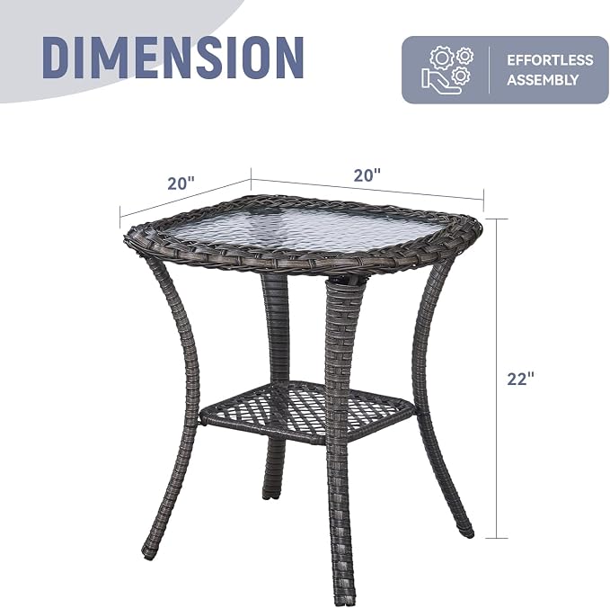 Patio Furniture Set 2 Wicker Patio Chairs with PE Rattan Side Table Set Brown Wicker Beige Cushions Patio Conversation Set 3pcs for Garden Balcony Sunroom Backyard Deck Porch