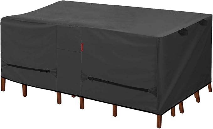 Porch Shield Patio Table Cover - Waterproof Outdoor Dining Table and Chairs Furniture Set Cover Rectangular - 86 x 44 inch, Black