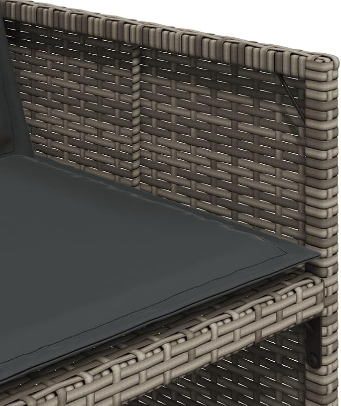 11-Piece Patio Dining Set with Cushions Gray PE Rattan Outdoor Furniture Set for Backyard Garden Balcony, Tempered Glass Table & Foldable Chairs