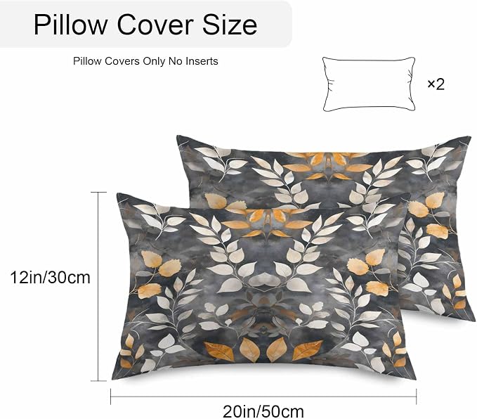 Vintage Leaves Waterproof Outdoor Pillow Covers Set of 2 Home Decor, Vintage Botanical Leaf Plants Branches Pillowcase Patio Pillow Covers for Couch Bench Furniture Garden 20x12in