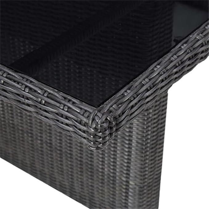 Afuera Living 7-Piece Outdoor Patio Dining Set, Black Weatherproof PE Rattan, Powder-Coated Steel Frame, Removable Washable Cushion Covers, Rectangular Table and 6 Chairs, Garden, Balcony, or