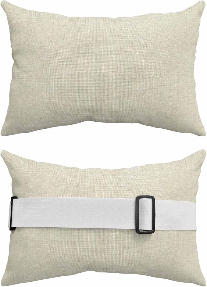 Outdoor Lumbar Pillow Set of 2, Beige Waterproof Beach Headrest Pillow with Inserts, Modern Minimalist Linen Pure Color Recliner Throw Pillows for Patio Furniture, 12 x 20
