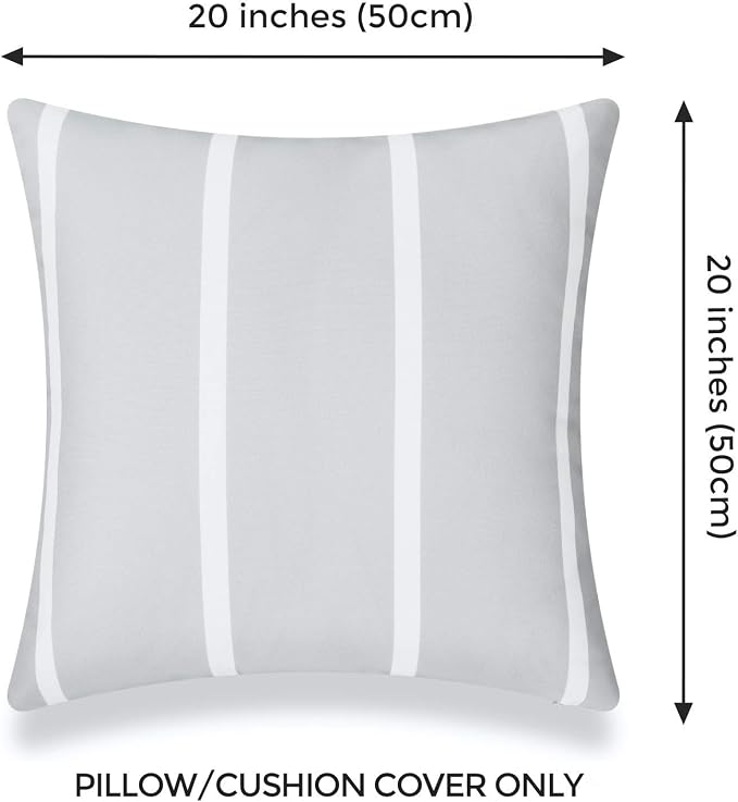 Hofdeco Patio Indoor Outdoor Pillow Cover ONLY for Backyard, Couch, Sofa, Gray Wide Striped, 20" x20“