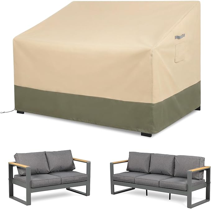 BPS Patio Sofa Cover, Waterproof 600D Oxford Outdoor Couch Cover with Attached Storage Bag and Reflective Handles for Patio 3-Seater Loveseat and Bench, 88''W x 40''D x 40''H