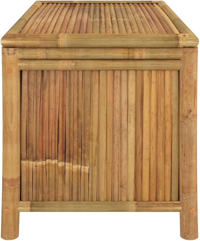 Garden Storage Box Natural Bamboo Outdoor Deck Box for Patio Cushions Garden Tools and Toys Large Rectangular Deck Storage Bin with Zippered Liner Brown 35.4 x 35.4 x 21.7 in