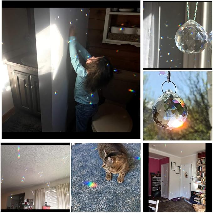 Suncatcher Crystals Ball Prism Window Rainbow Maker with Chain for Easy Hanging 40 mm 2 Pack