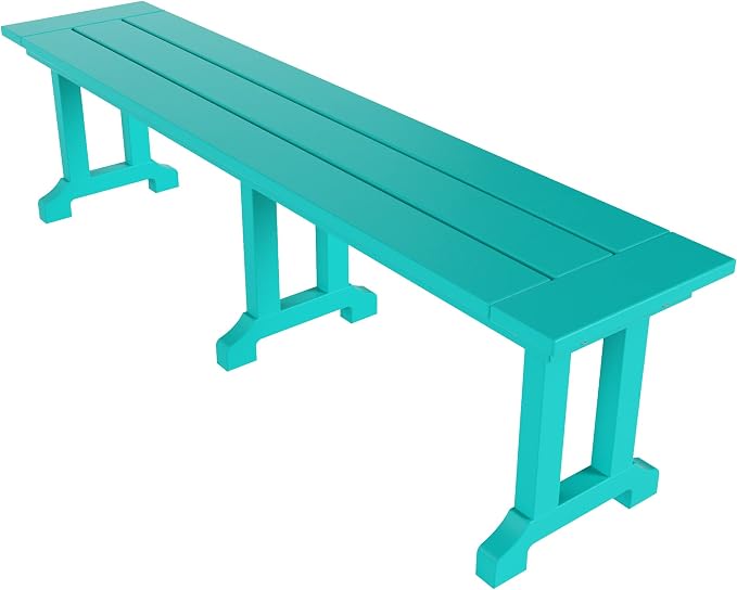WO Home Furniture Adirondack Patio Dining Chair Table Bench Set of 6 PCS Rectangle Dinner Table Dining Armless Chairs (Turquoise)