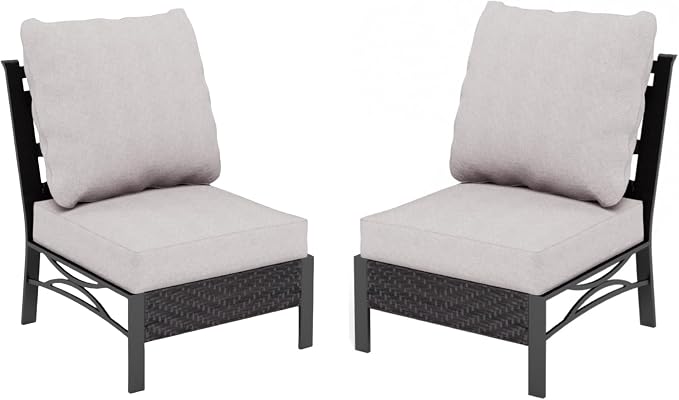 MFSTUDIO Patio Furniture Set, 2 Seat Outdoor Sectional Sofa Conversation Set, Woven Rattan Patio Couch for Backyard, Garden, Deck