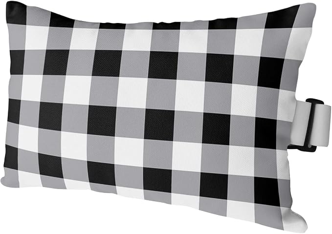 Outdoor Pillows Covers with Inserts Vintage Farmhouse Black White Buffalo Check Plaid Waterproof Pillow with Adjustable Strap Throw Pillows for Patio Furniture Recliner Lounge Chair, 11x16 inch, 1PCS