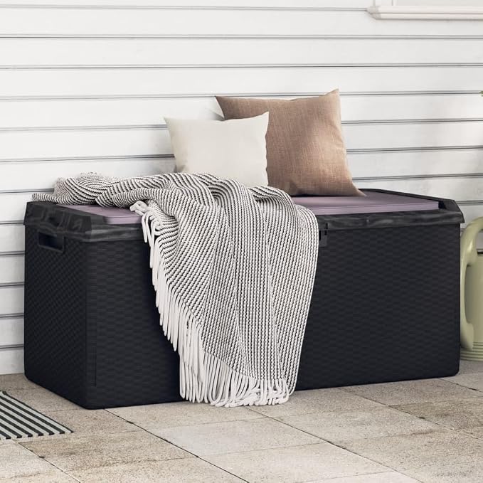 Outdoor Garden Storage Box 92.5 Gallon Deck Box for Patio Furniture Cushions Tools Weather Resistant Rectangular Anthracite