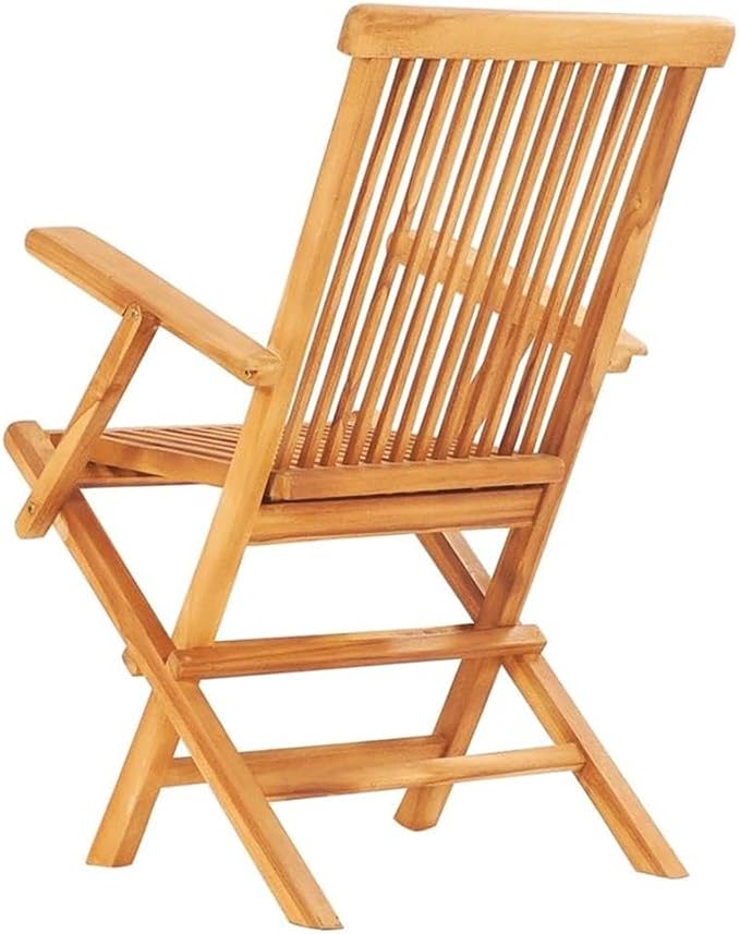 Afuera Living 7-Piece Outdoor Patio Dining Set, Solid Teak Wood, Natural Finish, Foldable Design, Includes Large Table and 6 Chairs with Armrests, Traditional Style Garden or Terrace Furniture, Seats