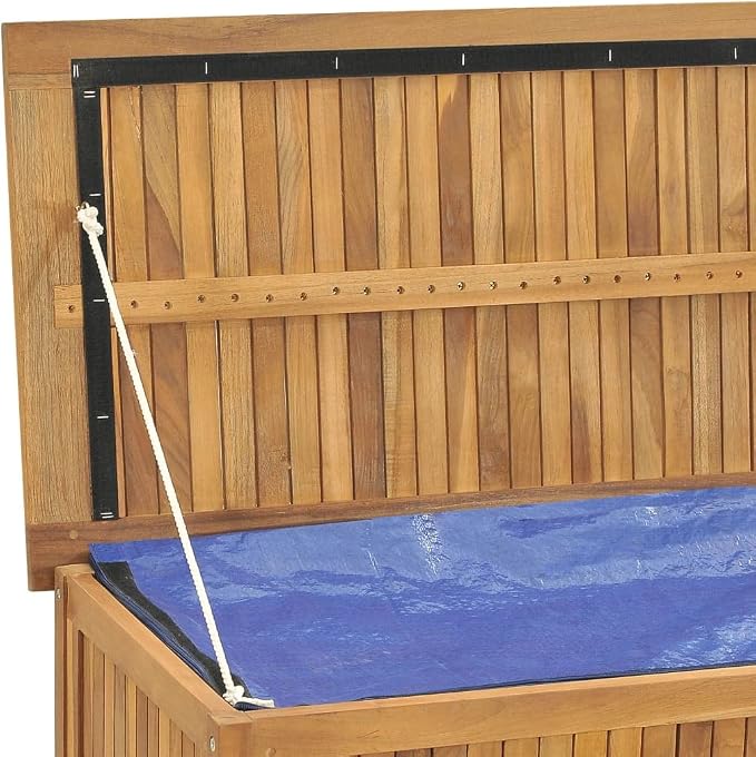 Wooden Deck Box Large Outdoor Storage for Patio Furniture, Garden Tools, Pool Supplies, Outdoor Backyard Patio Storage Deck Box Container, 44.9"x19.7"x22.8" Solid Wood Teak