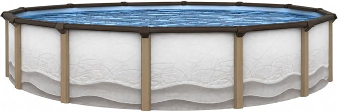 Lake Effect Pools 'Cozumel' 24 ft Round Above Ground Swimming Pool | 52 Inch Resin Protected Steel Sided Walls | Bundle Includes: 25 Gauge Overlap Liner & Widemouth Skimmer