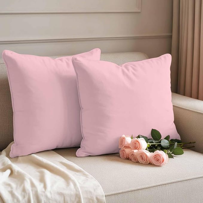 Soild Color Outdoor Pillow Covers 26"x26" Set of 2, Pink Waterproof Throw Pillow Covers for Patio Furniture, Decorative Cushion Covers for Porch