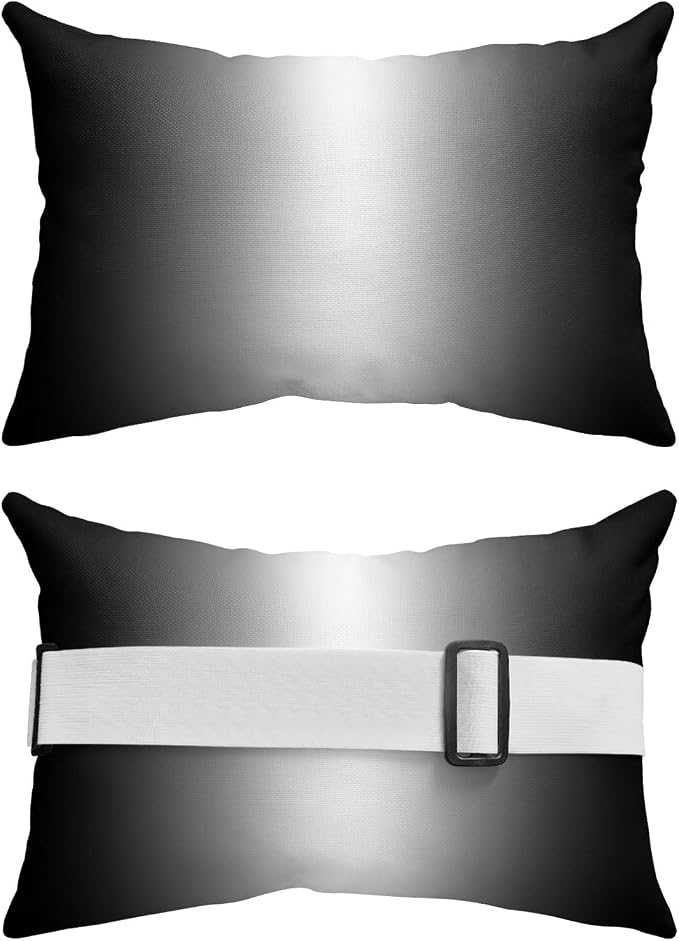 Pack of 2 Outdoor Lumbar Pillow Covers 12x20 Inch, Black Grey Ombre Waterproof Throw Pillow Covers Set, Aesthetics Modern Abstract Art Gradient Decorative Cushion Cases for Patio Porch Car