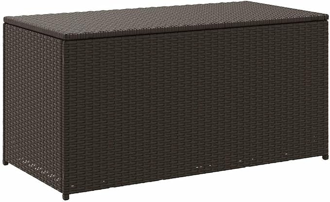 Brown PE Rattan Outdoor Storage Box 39.4x39.4x19.7 in, Gas Lift Lid, Patio Cushion & Tool Chest, Steel Frame, Weather-Resistant, Assembly