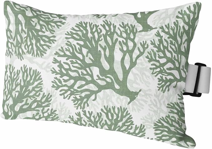 Outdoor Lumbar Pillow Set of 1, Sage Green Coral Waterproof Beach Headrest Pillow with Inserts, Coastal Summer Ocean Nautical Sea Recliner Throw Pillows for Patio Furniture, 11 x 16