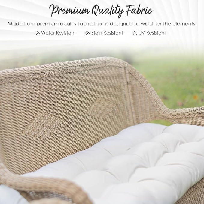 RSH DECOR: Tufted U-Shapes & Lumbars 2 of Each | 19” x 19” & 20" x 12" | Water-Resistant Spun Fabric | Outdoor Wicker Cushions & Support Pillows for Patio Furniture | Veranda Blue