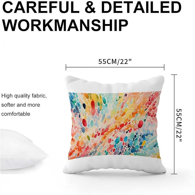 Cushion Cases Make It Rain Fiesta Throw Pillow Covers Abstract Rainbow Colorful Pillow Cover Accent Decorative Cushion Covers Home Decor for Outside Couch Chair Patio 22x22 in