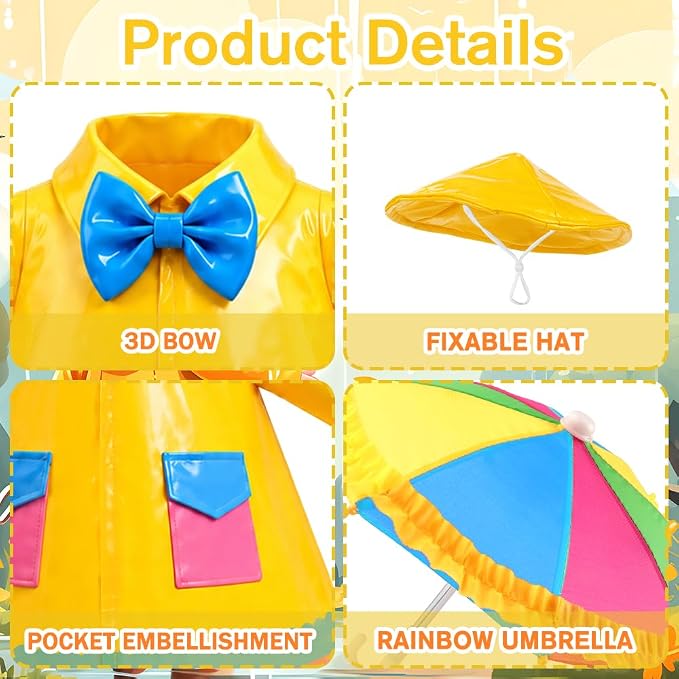 Celltestria Raincoat Goose Outfits for 23" Geese Porch Goose Costume with Umbrella Yellow Goose Clothes for Holiday Outdoor Patio Yard Lawn Garden Decoration