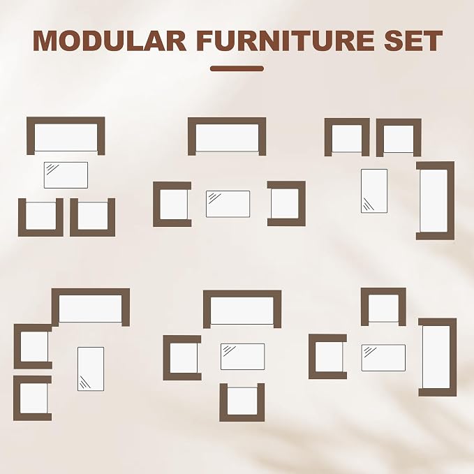GAOMON 4-Piece Patio Furniture Set, All-Weather Patio Set - PE Wicker Sectional with Tempered Glass Table, Modular Outdoor Furniture for Pool Decks, Brown & Beige