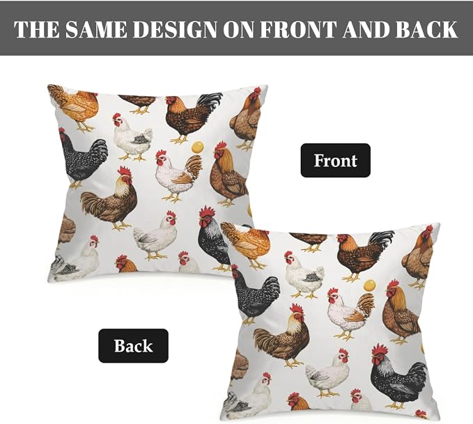 20x20 Inch Outdoor Pillow Covers Set of 2 Waterproof Throw Pillow Covers Decorative Couch Cushion Covers Chickens Egg Square Pillowcases Protectors for Patio Garden Sofa