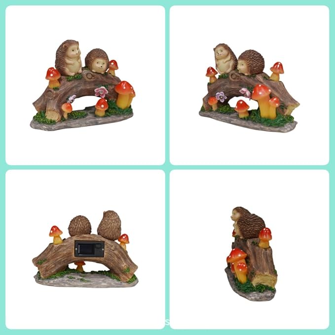 Fairy Garden Statues,Fairy Garden House with Solar Powerd Night Light,Yard Decorations Outdoor Fairy Garden Accessories Decor for Outside (Hedgehog) | Solar Powered Night Light, Yard Decorations, Outdoor Fairy Garden Accessories, Garden Statues