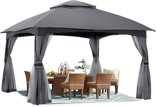 ABCCANOPY 8x8 Outdoor Gazebo - Patio Gazebo with Mosquito Netting, Outdoor Canopies for Shade and Rain for Lawn, Garden, Backyard & Deck (Dark Gray)