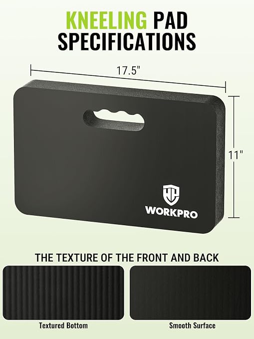 WORKPRO Extra Thick Kneeling Pad, 2 Pack, 17.5 x 11 x 1.5 in, Black | Soft NBR Foam Cushioning for Knee, Large Foam Kneeler Mat, For Gardening, Bathing Baby, Exercise, Workout Supplies