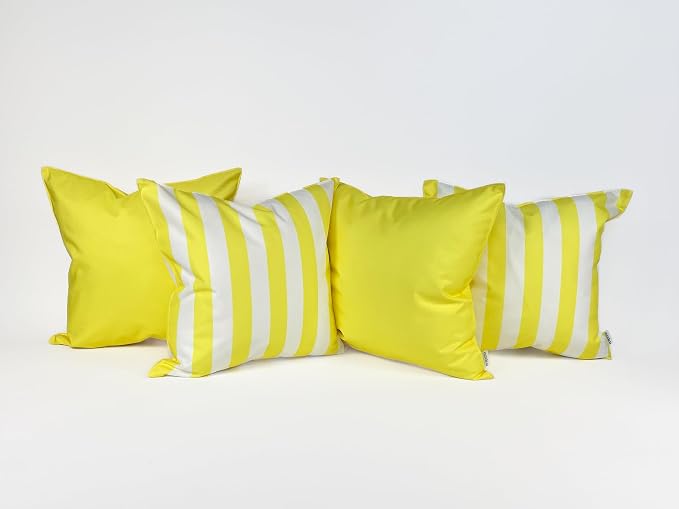 Pack of 2 Outdoor 20''x20'' Yellow Waterproof Throw Pillow Covers Decorative Square Patio Pillows for Patio Furniture (Illuminating)