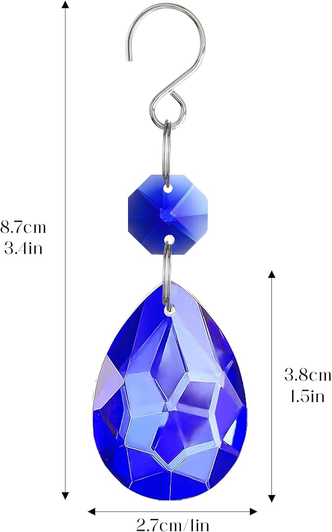 10 Pcs Blue Crystal Bauhinia Suncatcher Prisms Chandelier Window Decor | Blue Crystal Bauhinia Prisms Suncatcher Pendants 3 Inch Chandelier Beads Replacement Hanging for Window Garden Wedding Decor