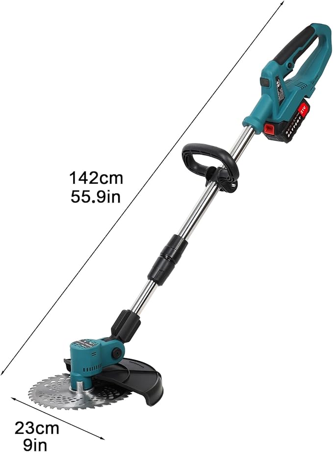 cdar 9 Inch Brushless Weed Trimmer, Electric Lawn Mower with 2 Batteries & 1 Charger, Retractable Home Weed Eater Cutter with D-Shaped Handle, Lightweight String Trimmer for Patio, Lawn & Garden US