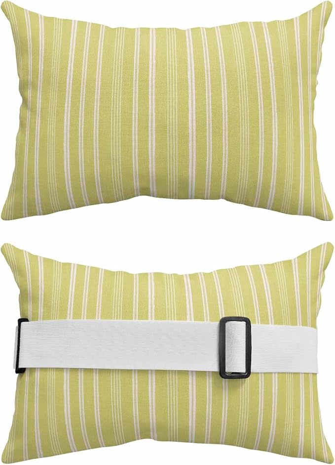Pack of 4 Outdoor Lumbar Pillow Covers 12x20 Inch, Light Yellow Striped Waterproof Throw Pillow Covers Set, Farmhouse Stripes Modern Vintage Indoor&Outdoor Decorative Cushion Cases for Patio Porch Car