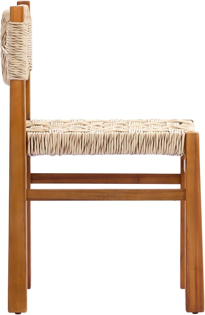 Christopher Knight Home Alson Acacia Wood Patio Dining Set with Bench, Solid Wood Outdoor Dining Table Set for 6, Outdoor Dining Set with Woven Wicker Accent, Teak+Light Grey