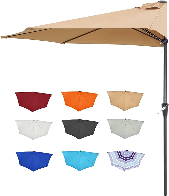 ABCCANOPY Patio Umbrella 11FT - Outdoor Half Umbrellas for Patio, Backyard, Garden, Deck (Tan)