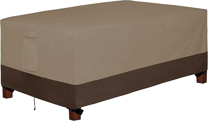 Easy-Going 600D Heavy Duty Rectangular Table Cover UV Resistant and Waterproof Outdoor Lawn Patio Furniture Cover (72" Lx44 Wx23 H, Camel/Dark Brown)