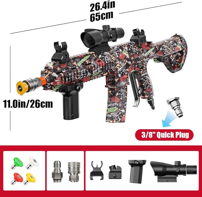 3600 PSI Pressure Washer Gun with Swivel & 4 Nozzles, Connect Foam Cannon Car Wash – High Pressure Spray Gun with 3/8" Quick Connect Plug, Anti-Kink Design for Cars Home & Outdoor Cleaning (Black)