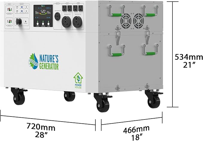 Nature’s Generator Powerhouse Gold WE System: 4800Wh Powerhouse + Two 410W Power Panels + 500W Wind Turbine,120VAC and 240VAC Pure Sine Wave Address Home Power Requirements