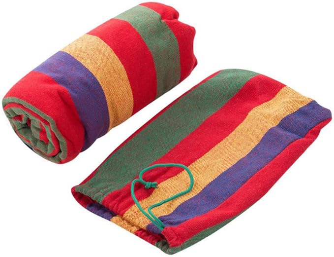 Milisten Double Thickened Canvas Hammock Outdoor Swing Chair for Camping Durable Red with Binding Ropes and Carry Bag Relaxing and Travel