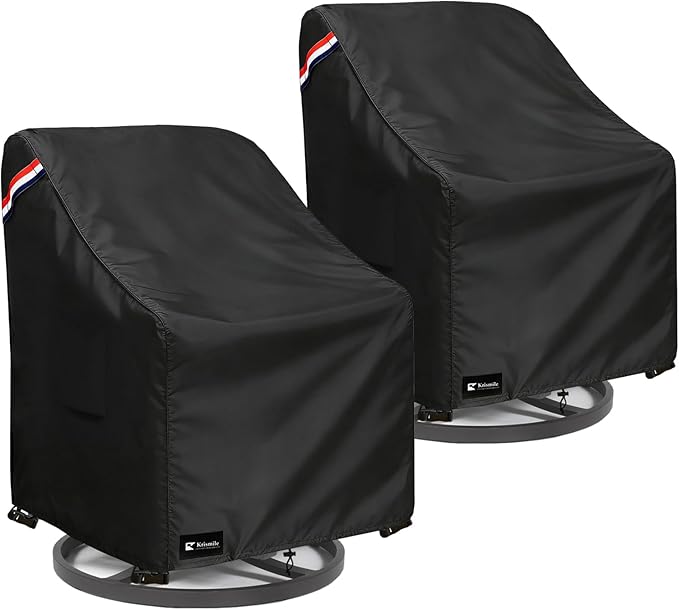 Outdoor Swivel Rocker Chair Cover 2 Pack,Waterproof Rocking Chair Covers, All-Weather Protection Outdoor Lawn Patio Furniture Covers for Patio Chair 30" W x 33" D x 32" H, Black