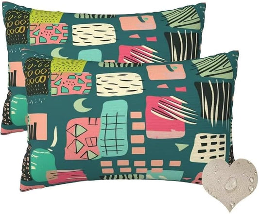 Outdoor Pillows Waterproof Set of 2 Outdoor Pillow Covers 16x24 Inch, Green Throw Pillows Cartoon Pillow Covers, Summer Garden Decorative Pillows Outdoor Pillows for Patio Furniture Home Decor -hs63
