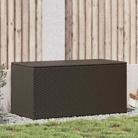 Poly Rattan Patio Storage Box 39.3x19.6x19.6 Inch, Outdoor Storage Chest with PE Liner and Zipped Closure, Powder-Coated Steel Frame for Garden Cushions and Blankets