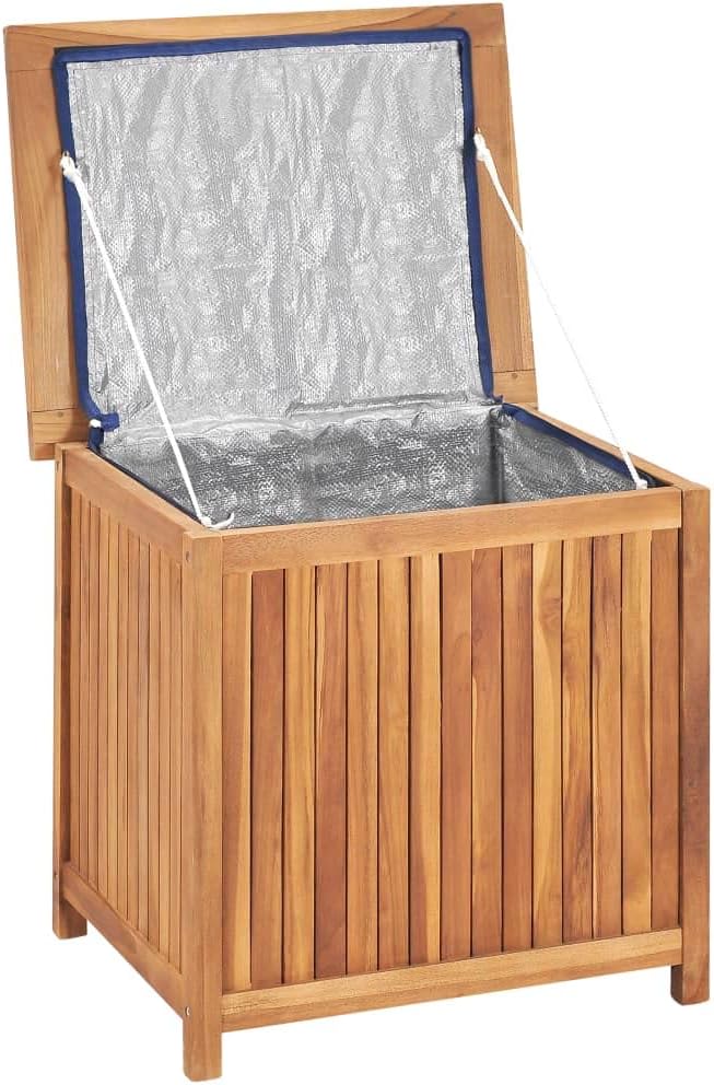 Solid Wood Outdoor Storage Bench,Solid Teak Wood Garden Deck Box Patio Storage Box with Liftable Top Outdoor Wooden Storage Container for Patio,Backyard,Poolside, 23.6"x19.7"x22.8"