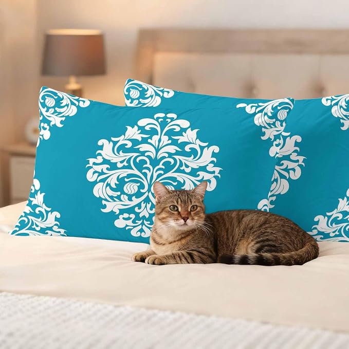 Outdoor Pillow Covers Set of 2, Abstract Minimalist Boho Blue Flower Decorative Throw Pillow Covers 20X12IN, Aesthetic Art Throw Pillows Protector Cushion Case for Patio,Couch,Sofa,Garden