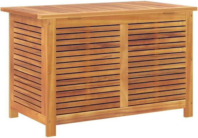 Outdoor Garden Storage Box, Solid Acacia Wood Deck Chest for Patio, Deck, Balcony, Backyard Cushions, Blankets, and Outdoor Accessories, 35.4 x 19.7 x 22 Inch