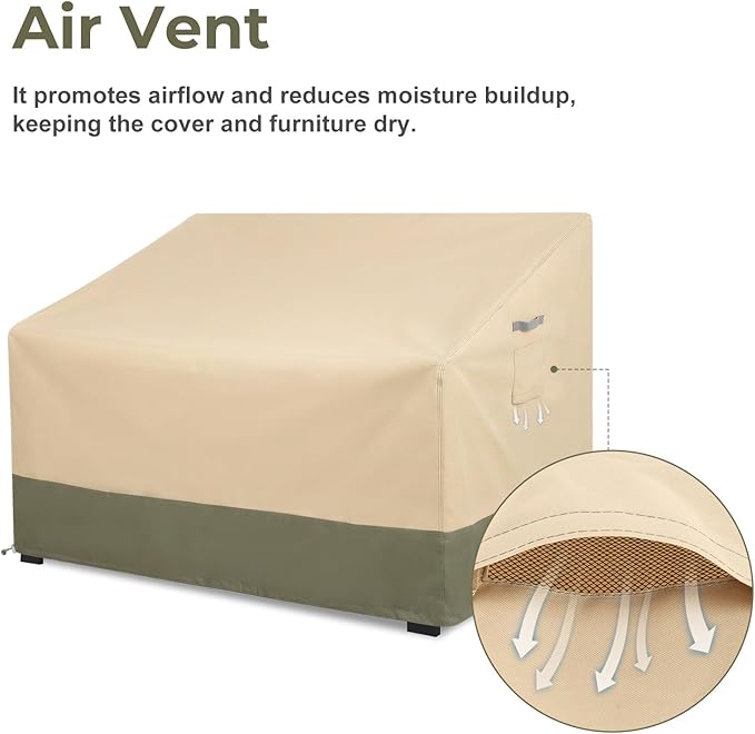 BPS Patio Sofa Cover, Waterproof 600D Oxford Outdoor Couch Cover with Attached Storage Bag and Reflective Handles for Patio 2-Seater Loveseat and Bench, 58''W x 38''D x 38''H