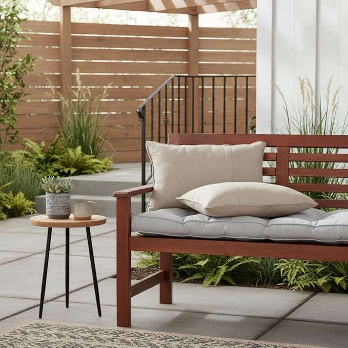 Sunbrella Rectangular Outdoor Throw Pillows 21x14 Set of 2 - Corded Lumbar Patio Accent Pillows with Pleated Design & Removable Zipper Covers – Weather & Fade Resistant Pillows, Cast Ash